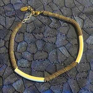 Brass and Cream Beaded Necklace